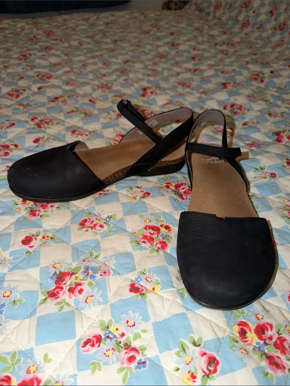 Dansko Black nubuck leather closed toe sandals size 39